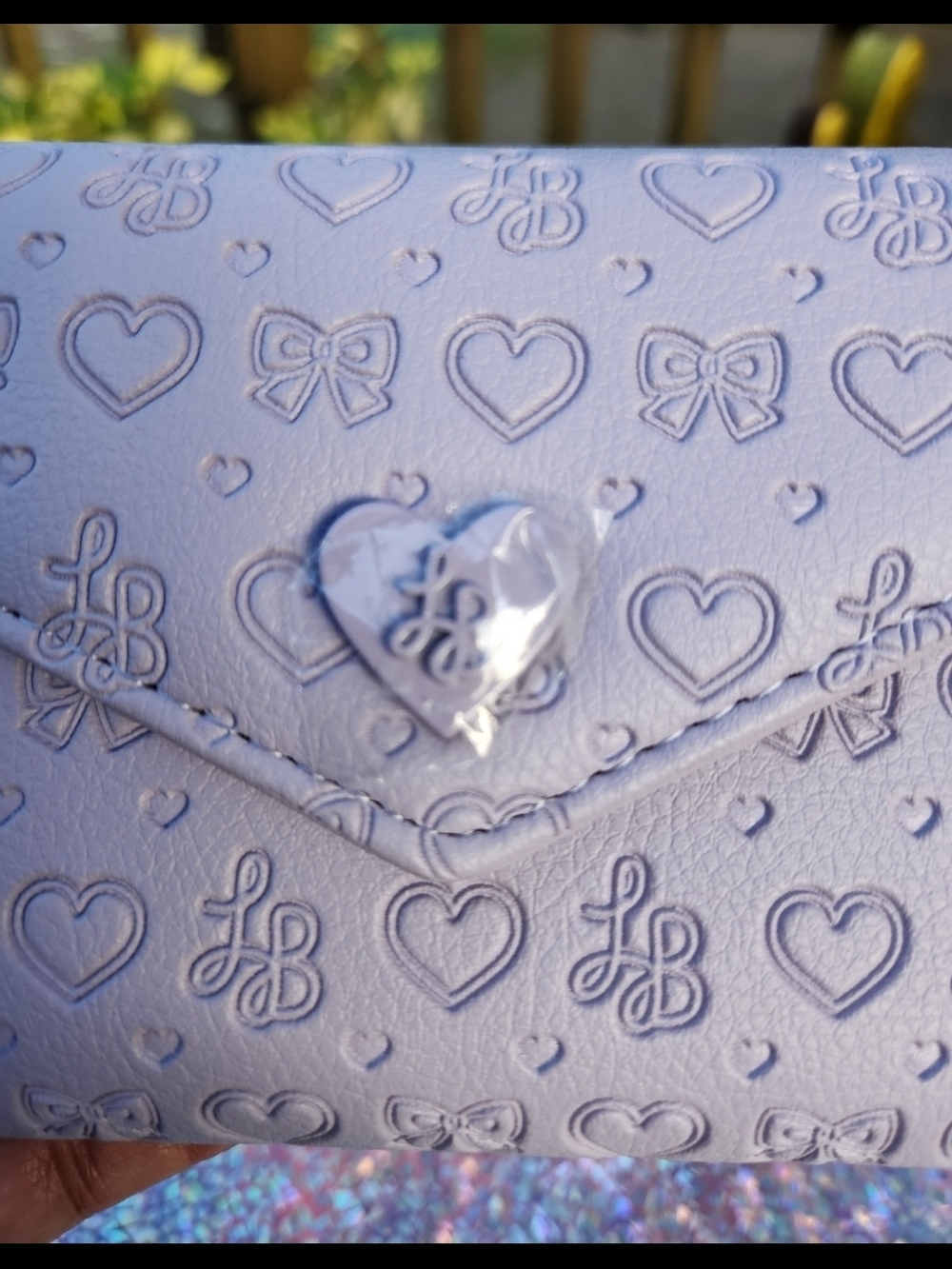 Lavender Embossed Heart Compact Wallet By Betsey Johnson - Picture 3 of 7